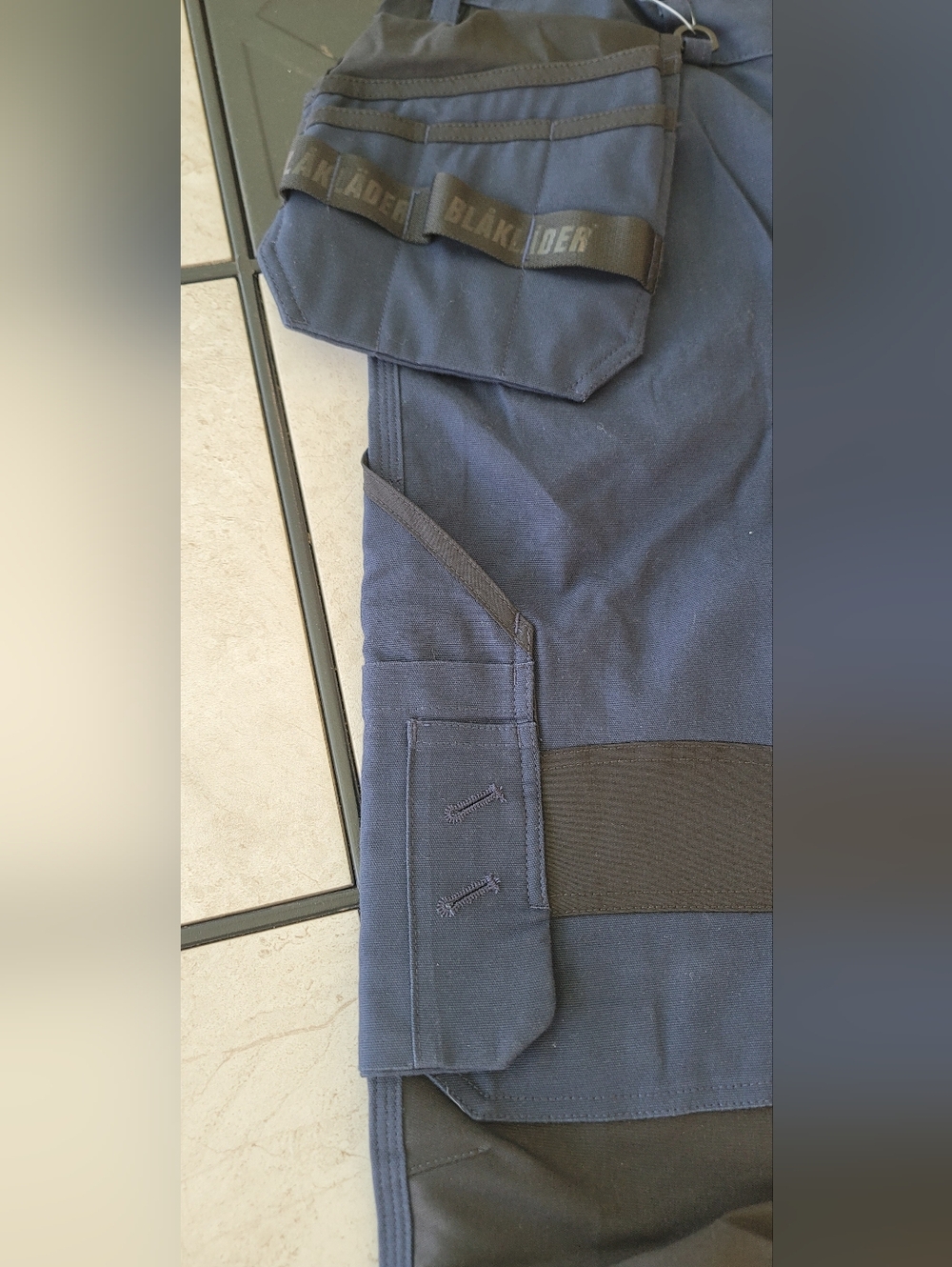 Men's Heavy-Duty Navy & Black Work Pants - Picture 3 of 5